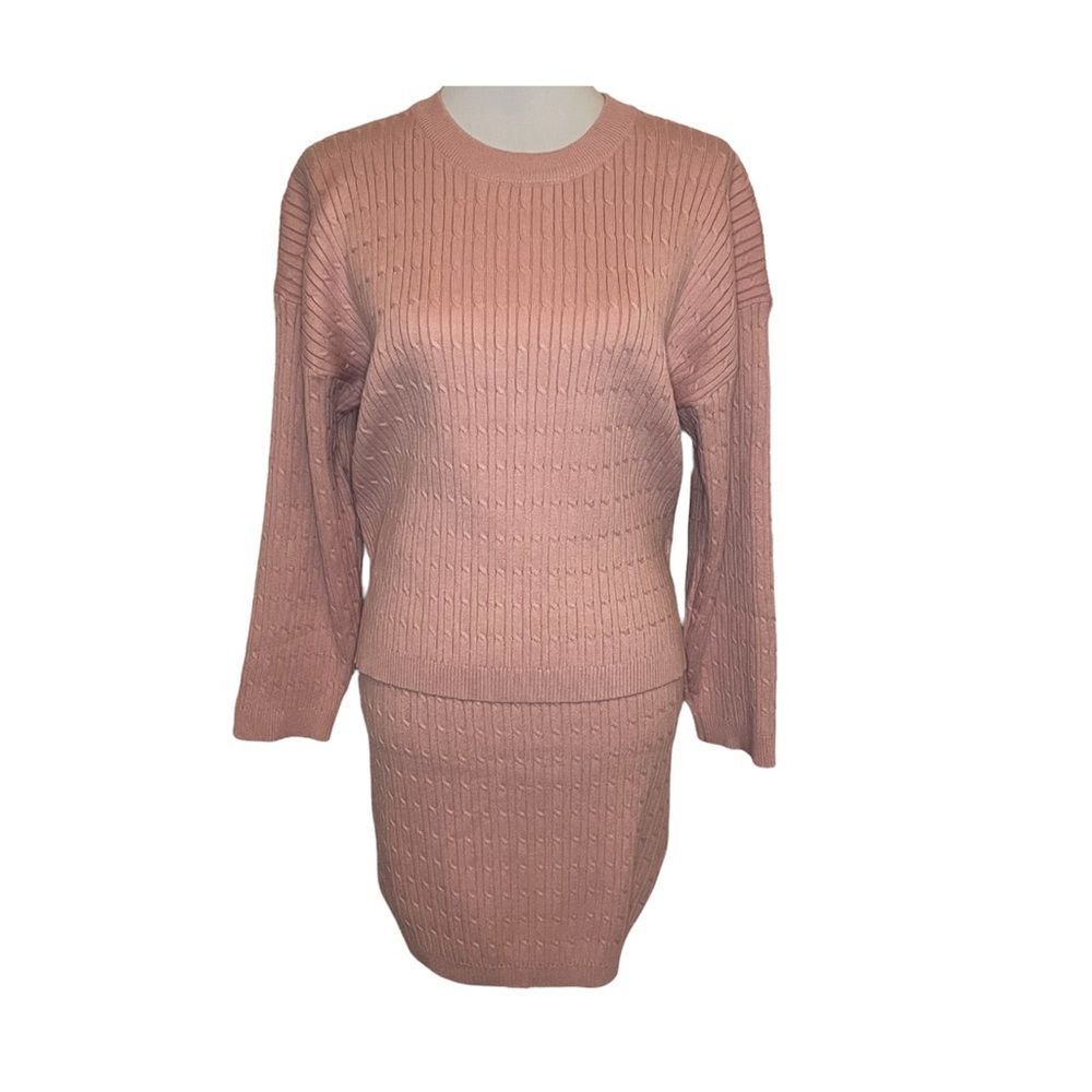 Dusty Rose Sweater and Skirt Matching Set size Small